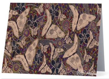 Original Luxury Ancestral Butterfly Aboriginal Art Animal Dreaming Greeting Card Single by Mirree